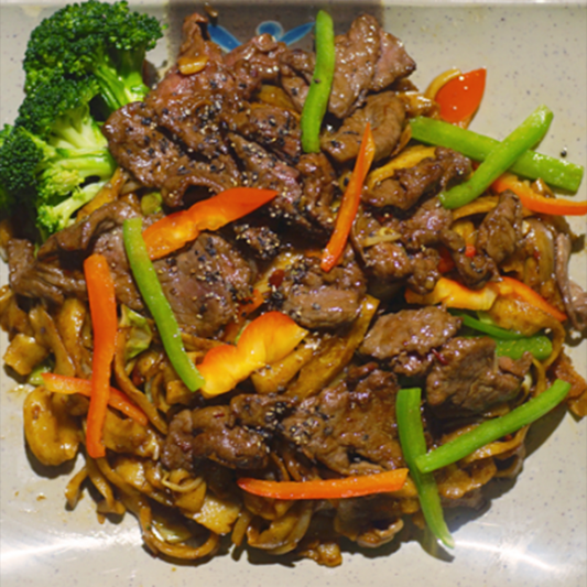 Beef Chow Mein with Black Pepper kung Fu Noodle Kingsway