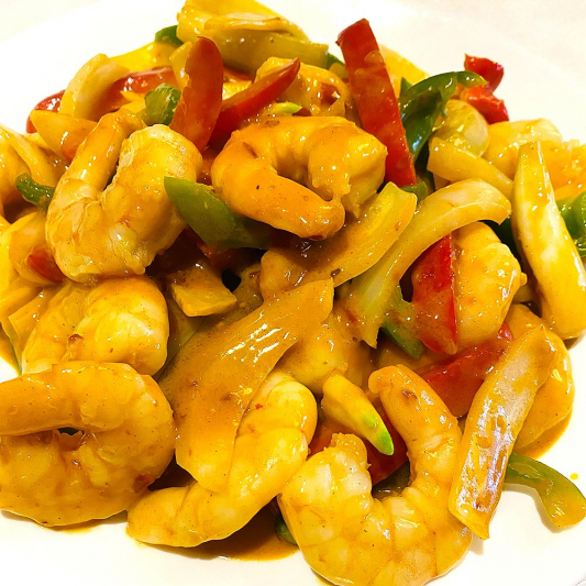 Fried Prawns with Szechuan Sauce (18 pcs) Rickshaw Restaurant