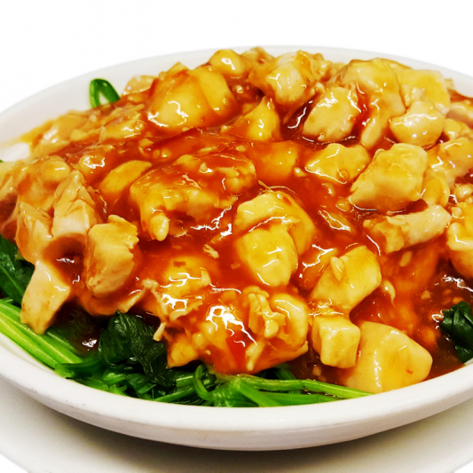 C15. Diced Chicken in Chili & Garlic Sauce with Spinach Burnaby Palace