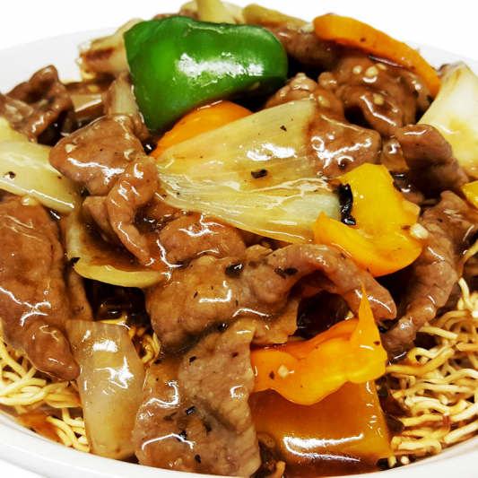 M10. Beef in Black Bean Sauce Chow Mein Burnaby Palace